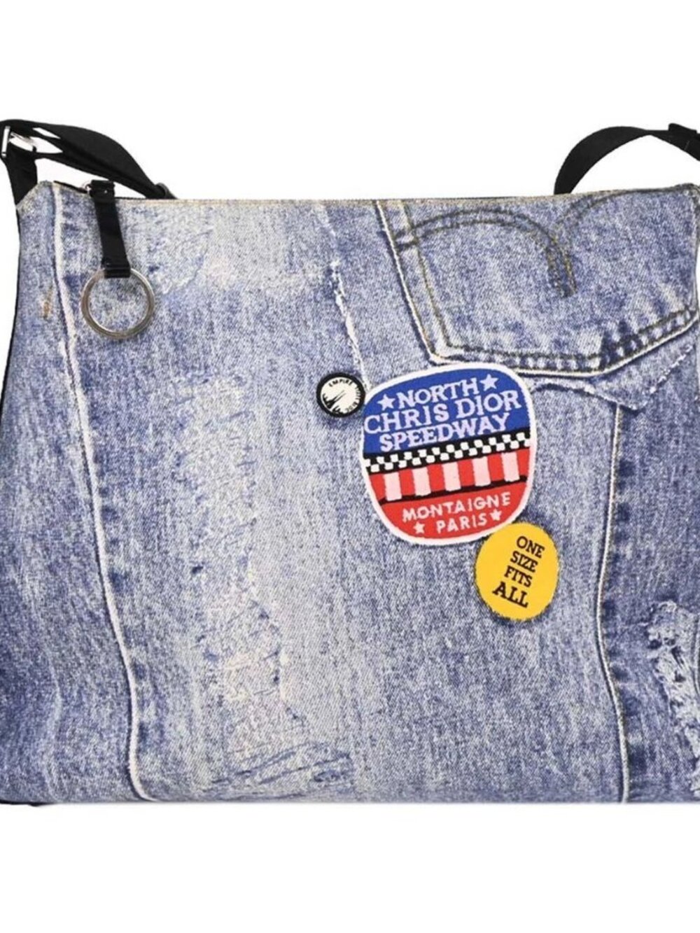 Christian Dior Blue Canvas Denim Print Shoulder Bag MU0071 155483